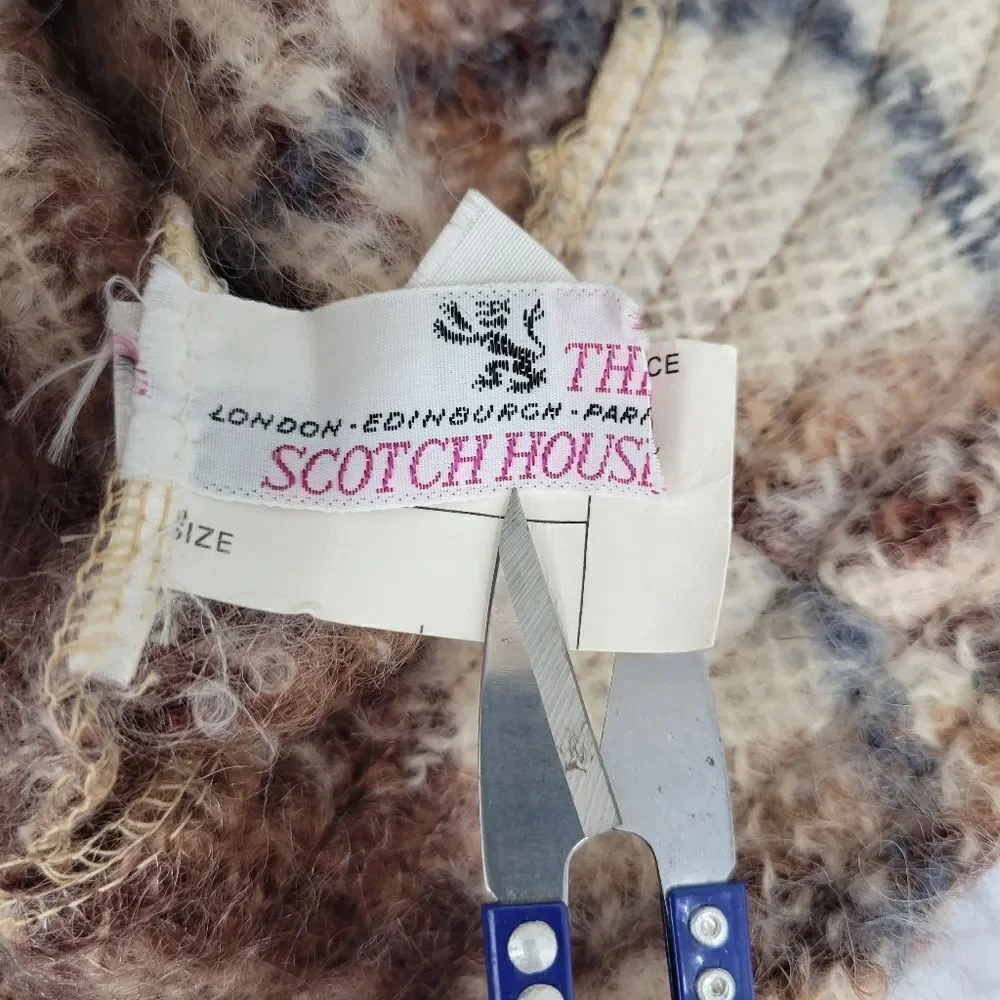 The Scotch House Plaid Mohair and Wool Bucket Hat Brown Cream Vintage